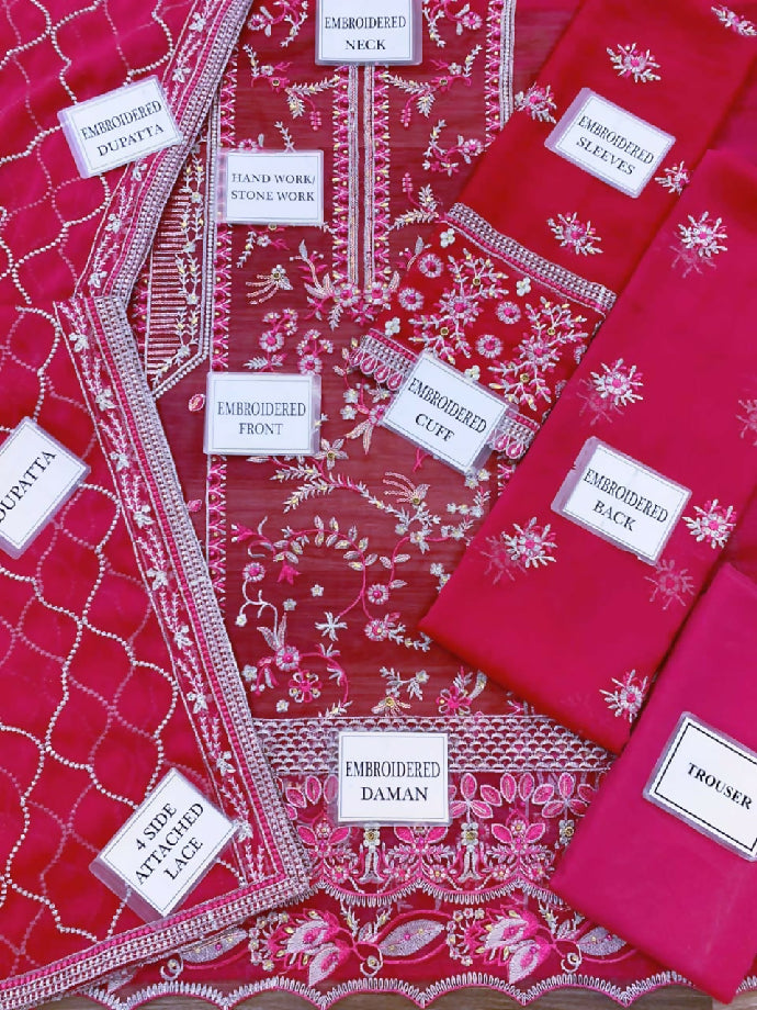 Elegant Embroidered Chiffon Dress For women's