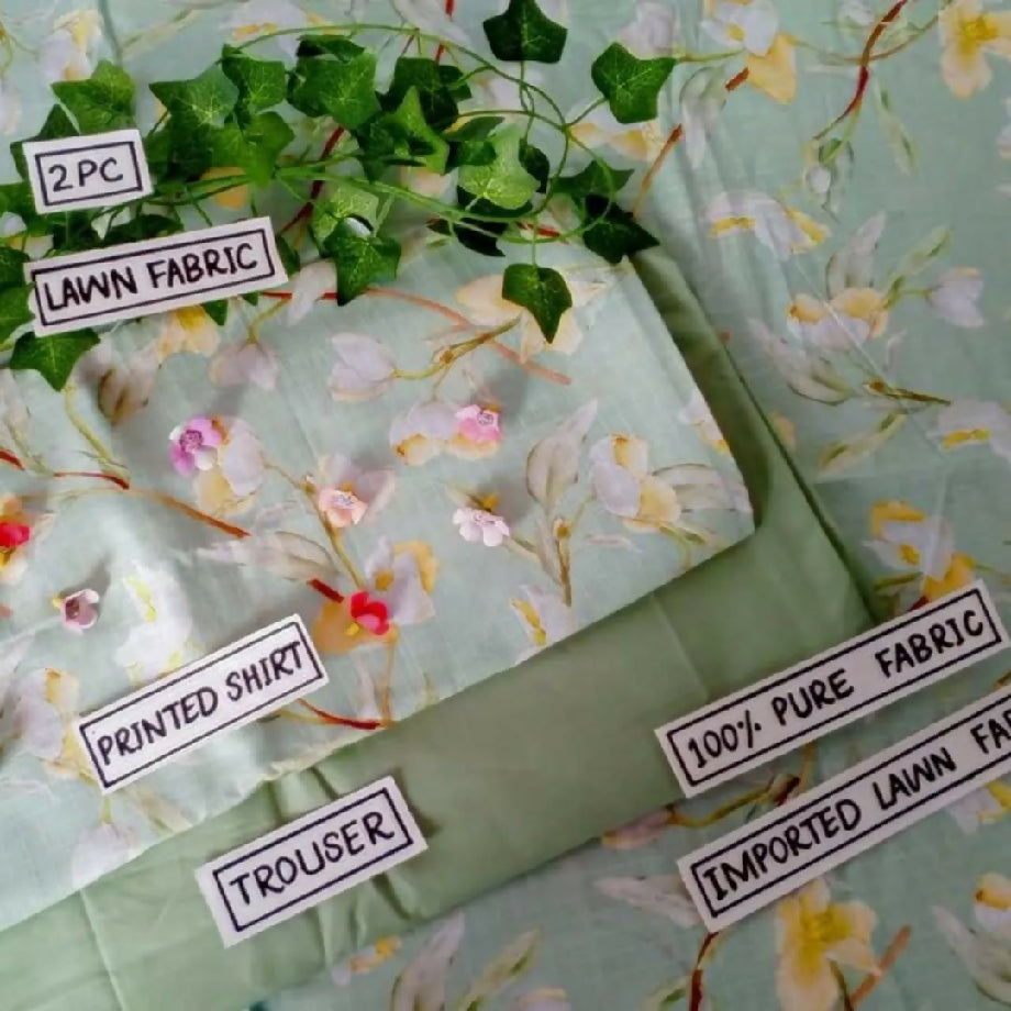 Lemongrass Glow – 2-Piece Unstitched Imported Lawn Suit