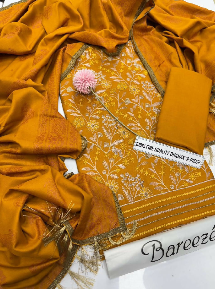 Embroidered Dhanak Three Piece Winters