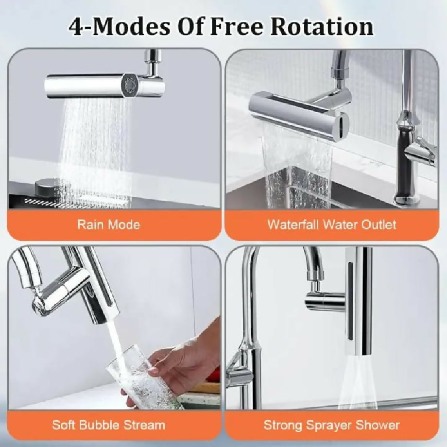 4 in 1 Kitchen Sink Faucet with Universal Swivel Shower Head, Splash Proof 360 Degree Rotation*