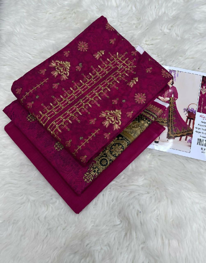 Embroidered Slub khaddar Three Piece