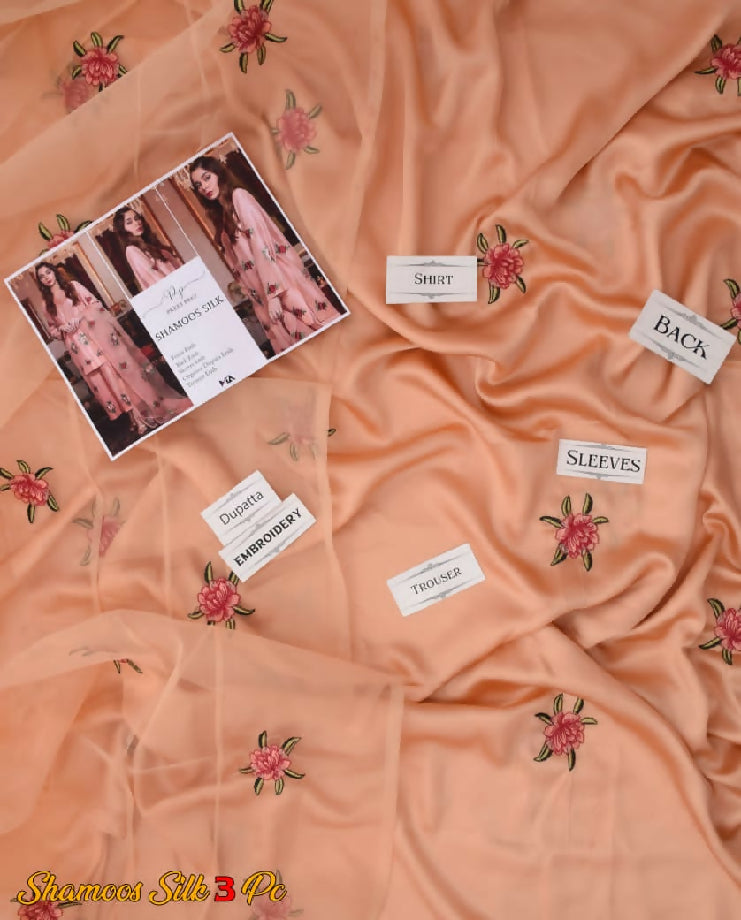 Embroided silk shamose