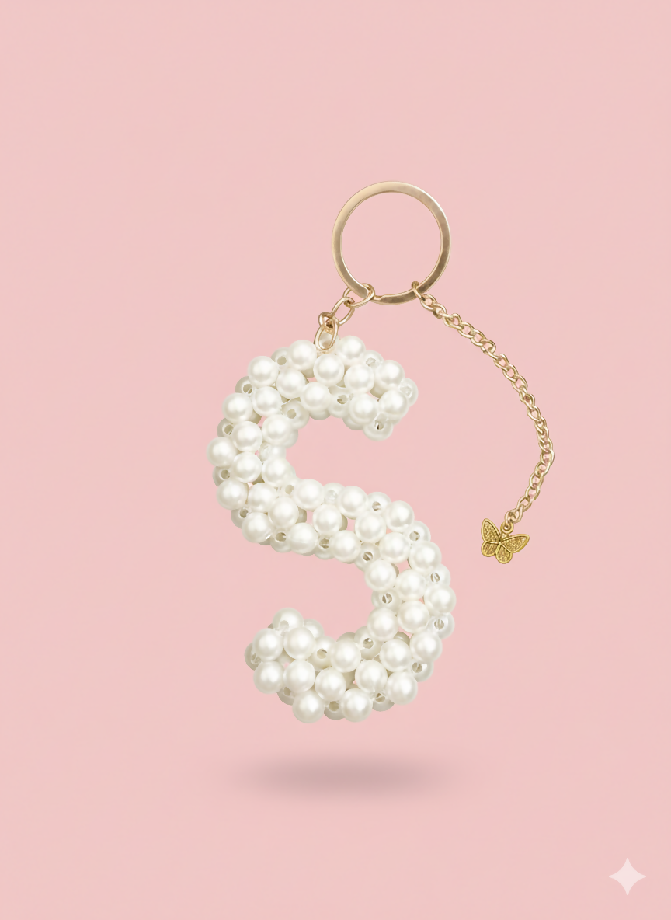 A–Z Pearl Beaded Alphabet Keychain / Bag Hanging