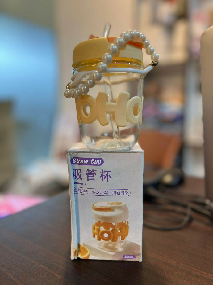 Pearl Glass Sipper (With Glass Straw)