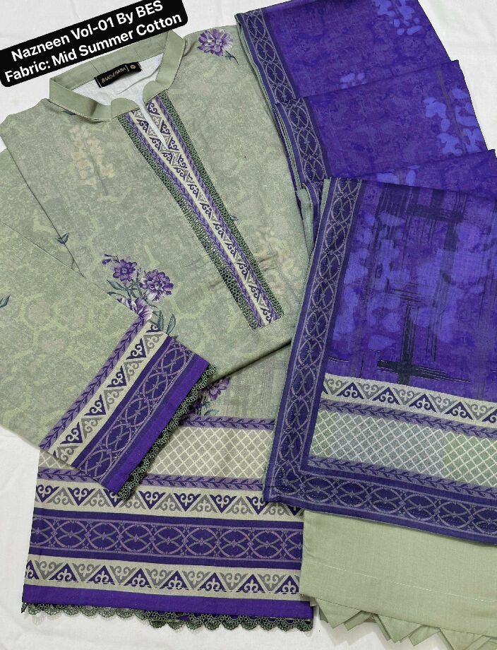 *Baad e Saba 3Pc Stitched Cotton collection_*
