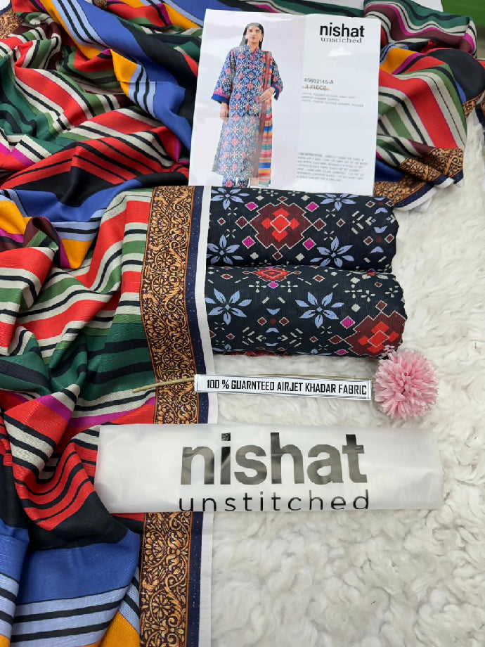 Nishat printed khaddar 3piece suit