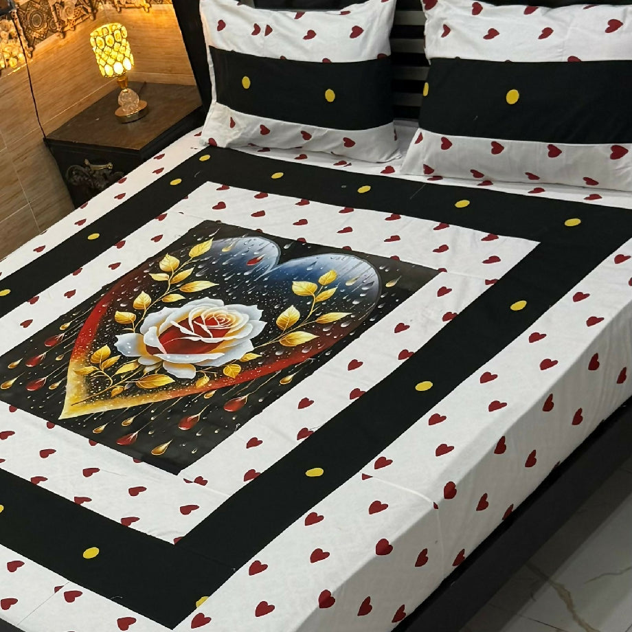 3pc digital Gold Panel Bedsheet