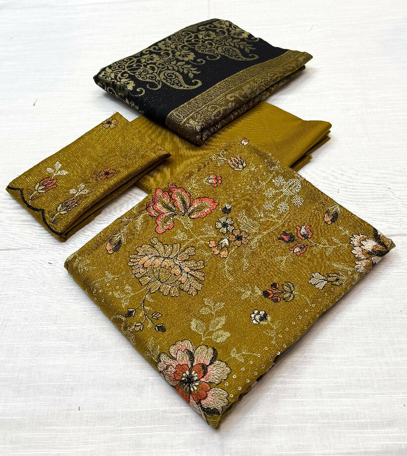 fancy dhanak embroidered