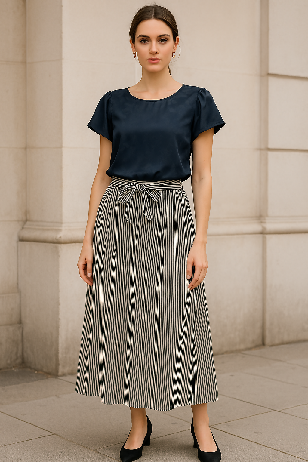 20250518_1225_Stylish Model in Skirt_remix_01jvh4eef7frc8wra1ha33qbvj