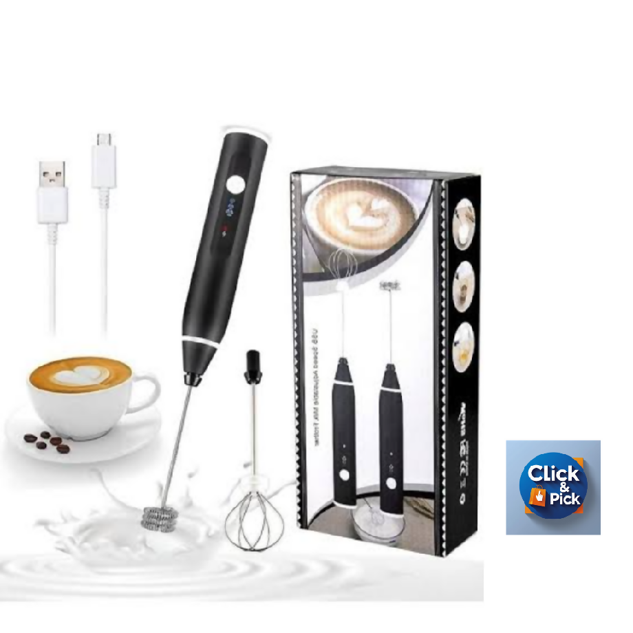 Electric Milk Frother Handheld Foam Maker with Whisk – Rechargeable Coffee Mixer