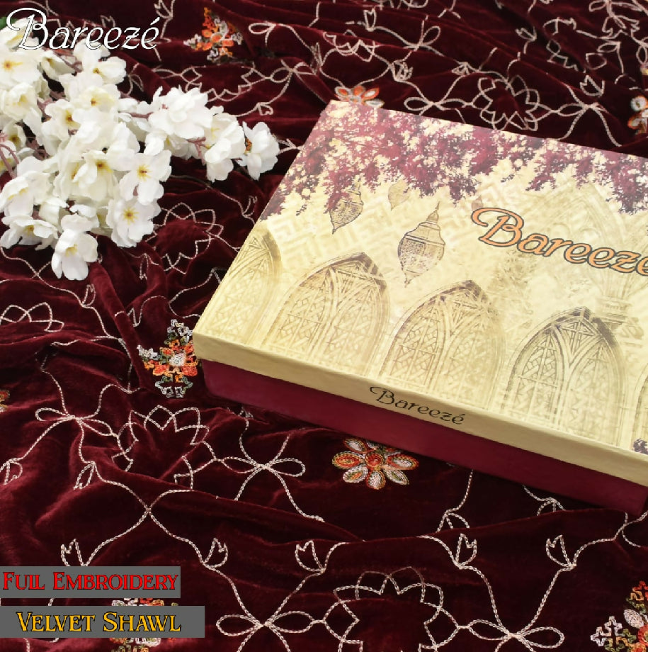 Soft Velvet Embroidered Shawl
