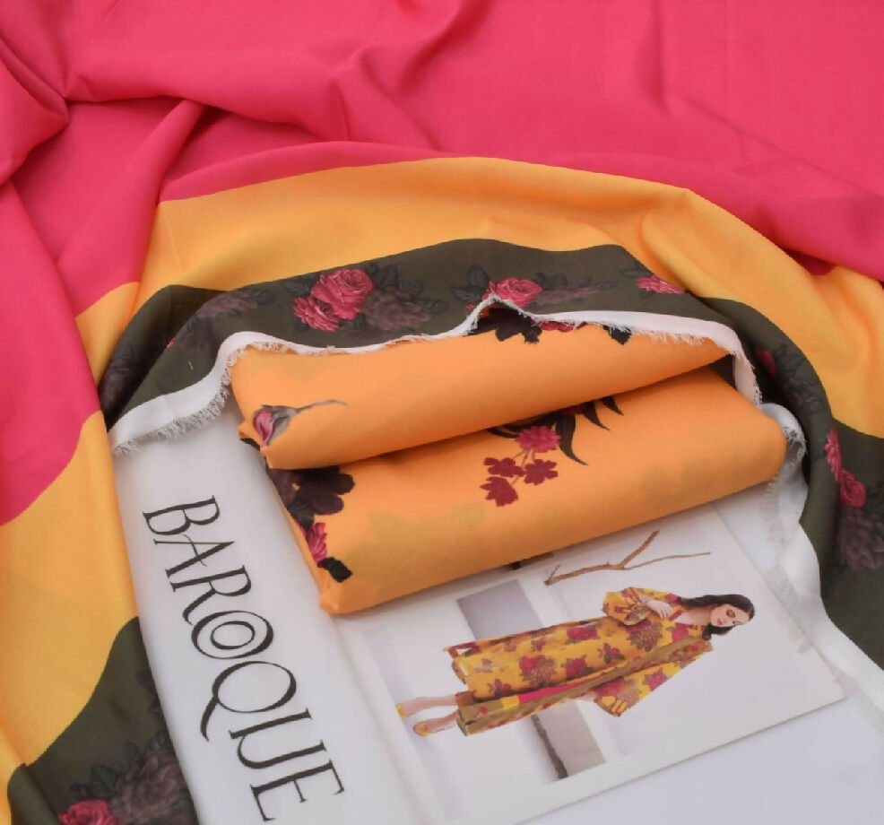 Baroque karandi 3 piece printed suit