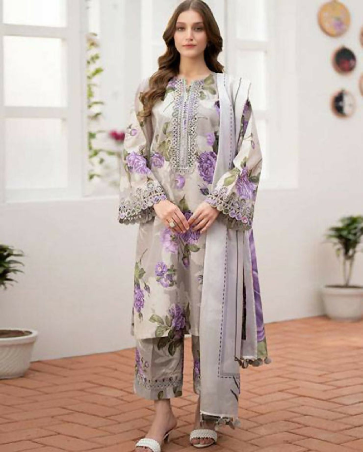 Baroque karandi 3 piece printed suit