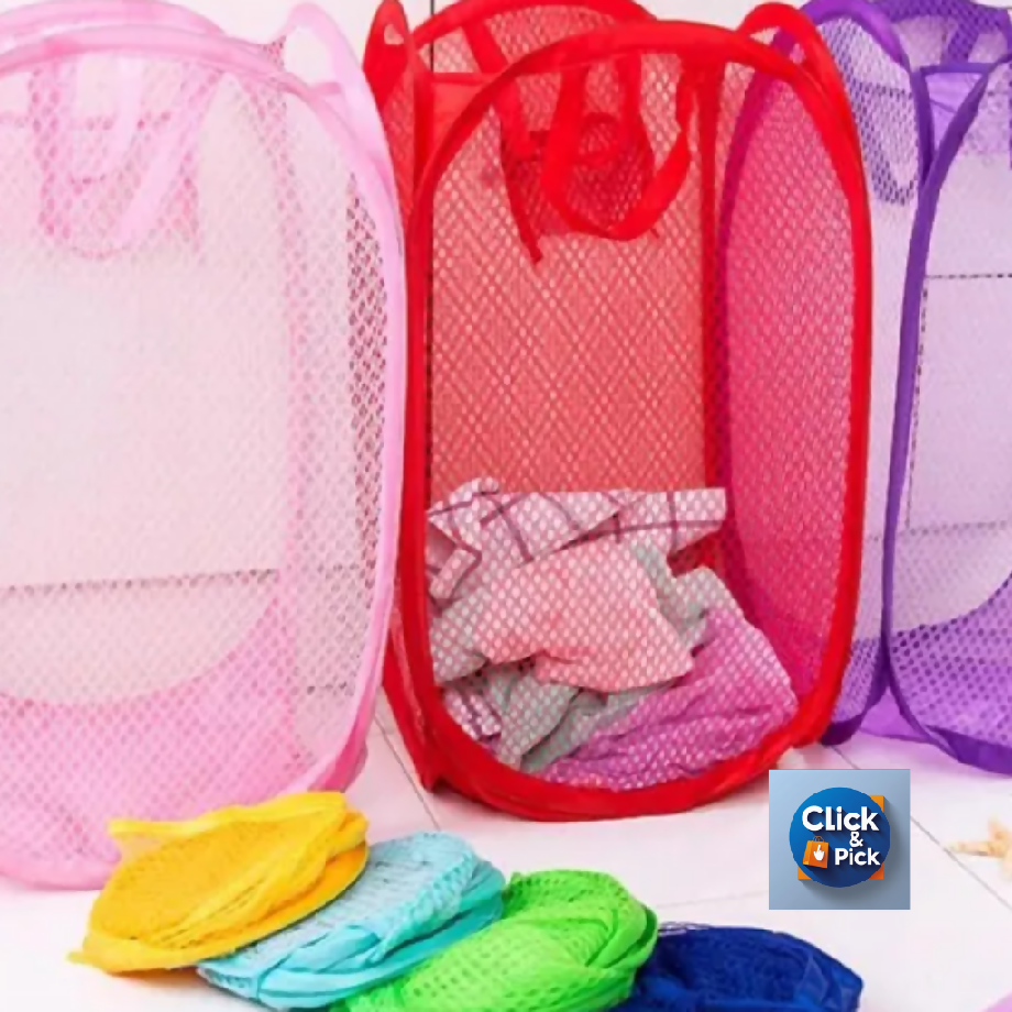 Foldable Mesh Laundry Basket – Portable, Lightweight & Breathable Clothes Storage Hamper