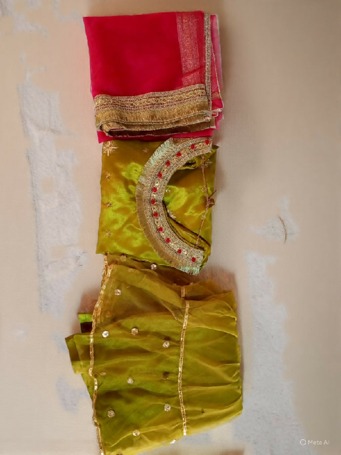 Kathan Silk Shirt with Net Sharara & Pink Net Dupatta – Mirsab Collection