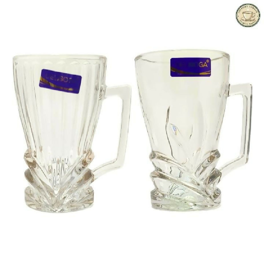 Delisoga 270ml Mini Glass Mugs Set 6‑Pcs (Plain & Textured) - Used for Tea, Coffee, Juice