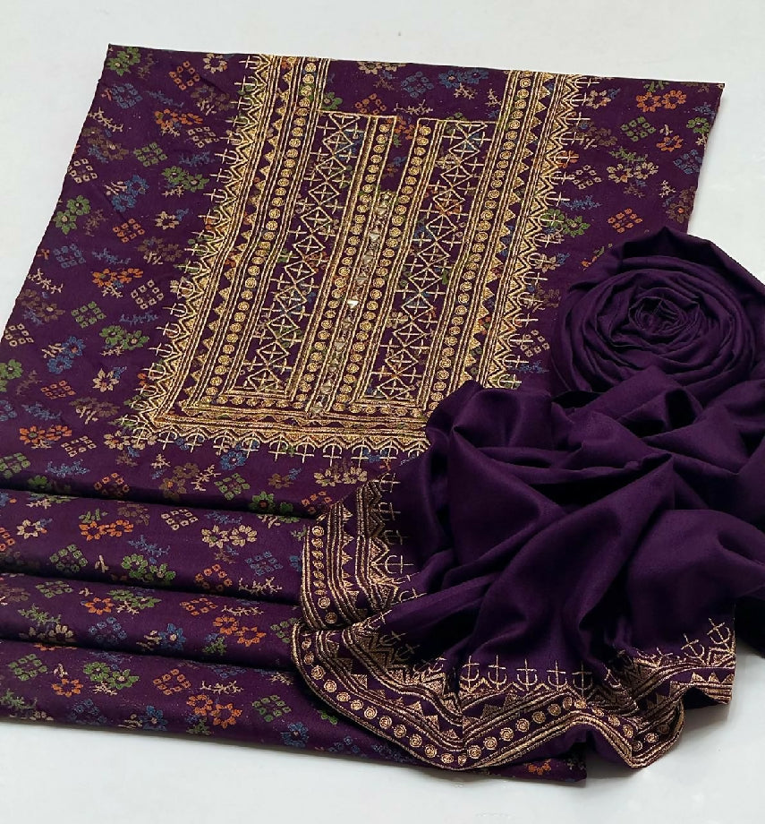 2 piece embroidered dhanak