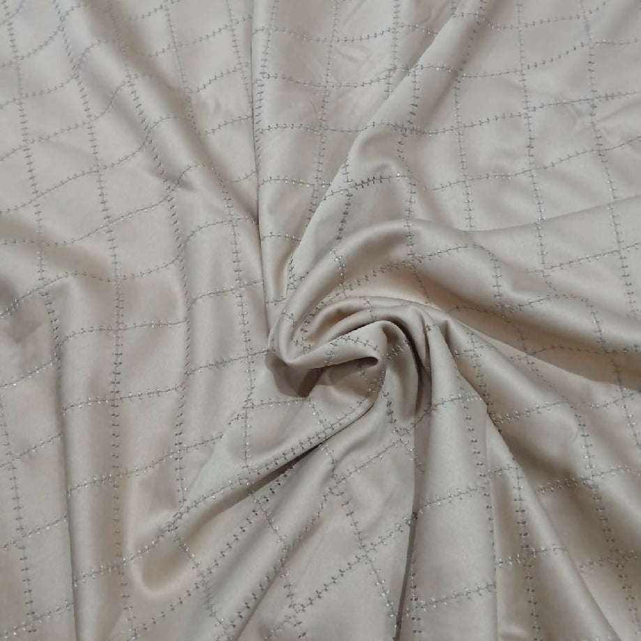 Elegant Beige Diamond Stitch Silk Satin Fabric for Frock or Casual Wear (Imported)