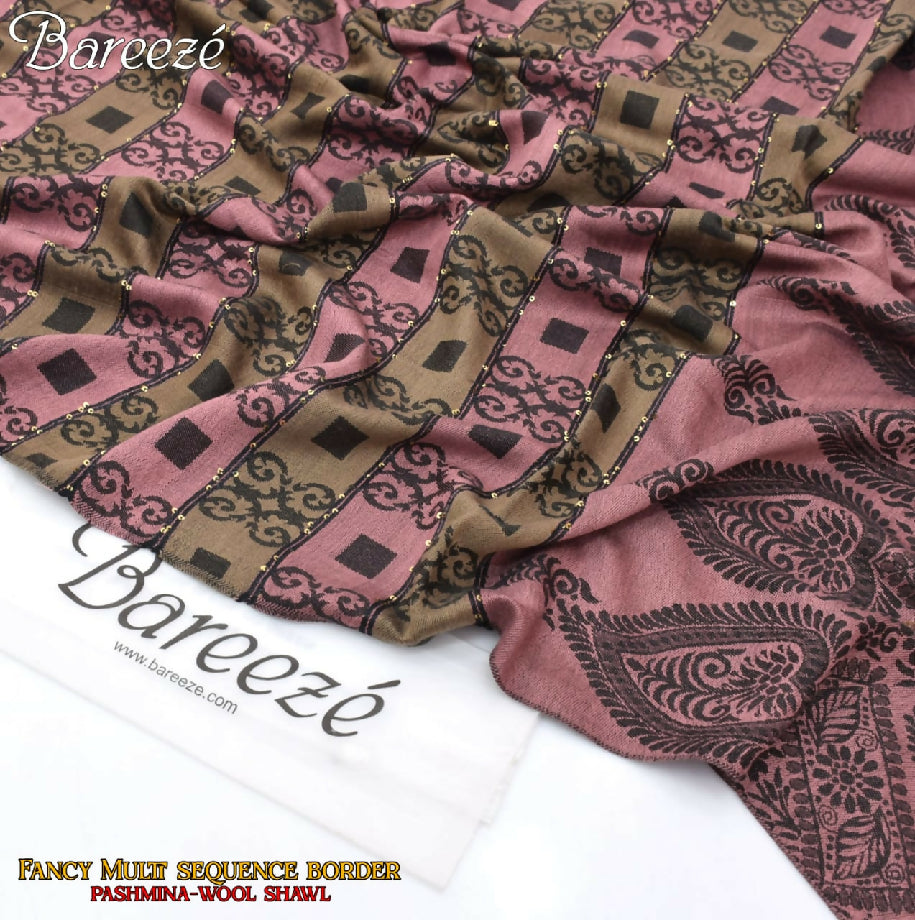 Soft Pashmina Multi Fancy Sequence Pure Wool Shawl