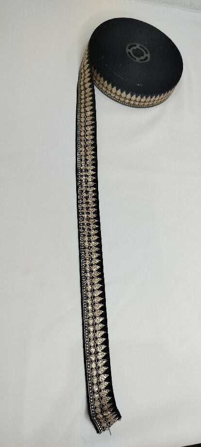 Black Lace With Golden Work. (Mentioned Price is according to Per Yard)