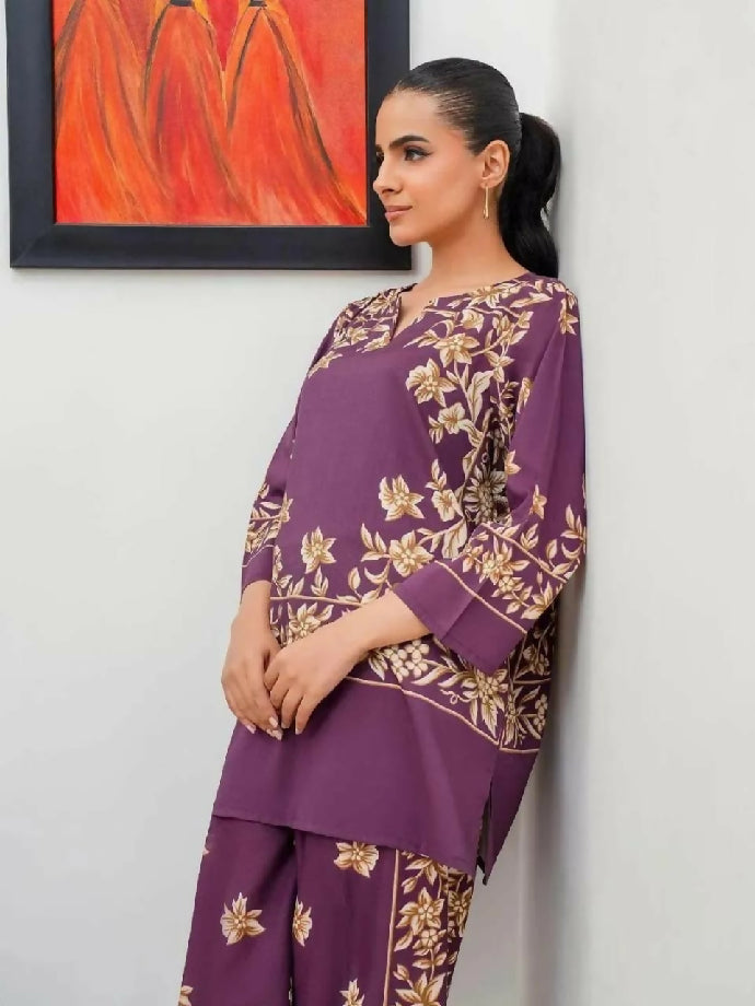 2 Pcs Women's Stitched Shamoz Silk Printed Co-Ord Set