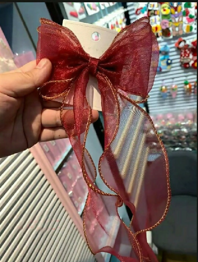 Organza pigtails Bow pin
