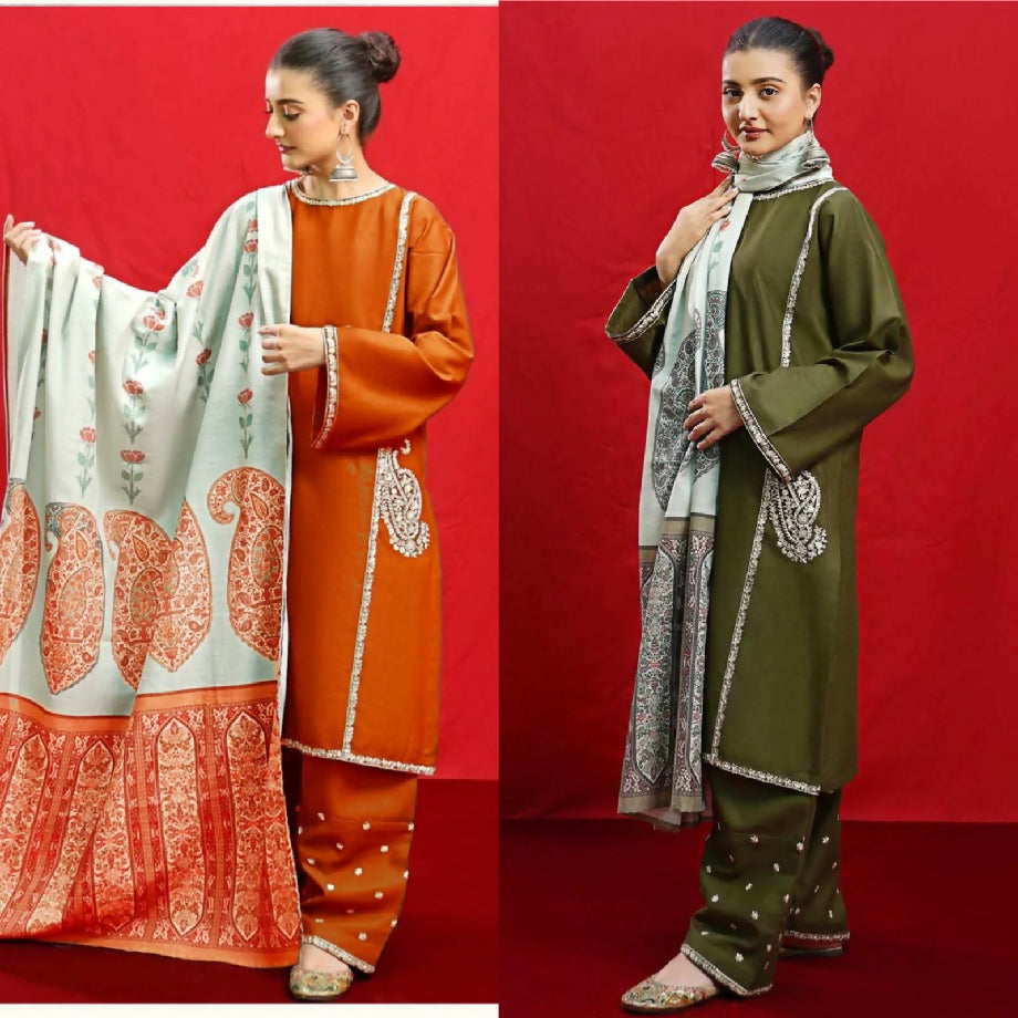 Luxury Embroidered Dhanak Winter collection For women