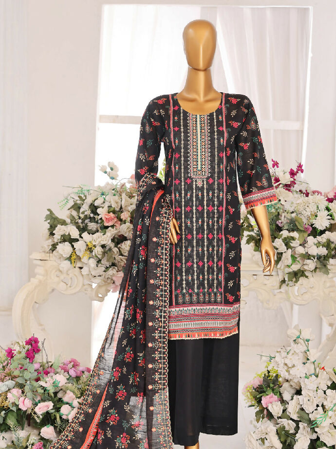 Unstitched embroidered slub khaddar 3 piece
