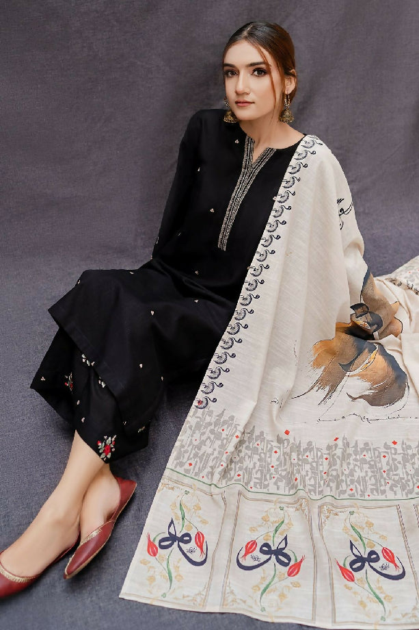Embroidered DhanakThree Piece Winters