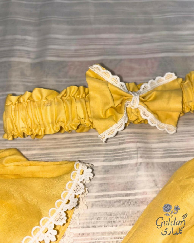 Yellow frock and short set soft lawn and cotton fabric