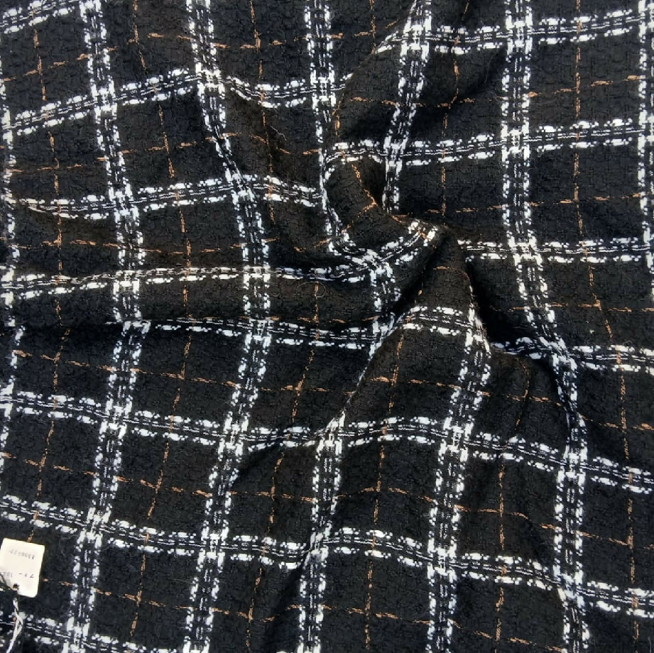 Premium Wool Black Plaid Fabric (Imported Shirt or Top Material)