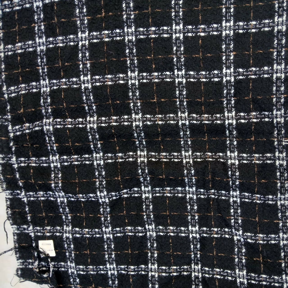 Premium Wool Black Plaid Fabric (Imported Shirt or Top Material)