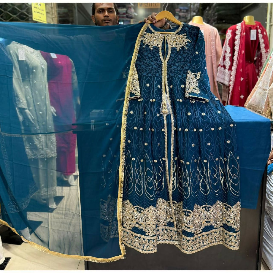 Heavy Embroidered Chiffon Maxi – 3 Piece Stitched