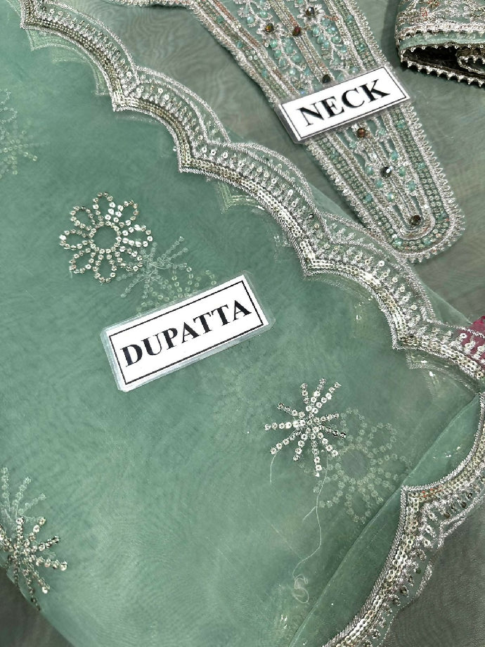 Organza suit with silk trouser