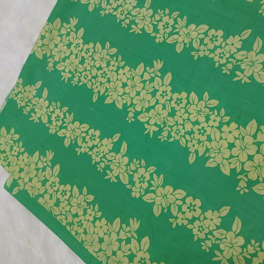 Emerald Green Tropical Floral Print Cotton Fabric for Frock or Casual Wear (Imported)