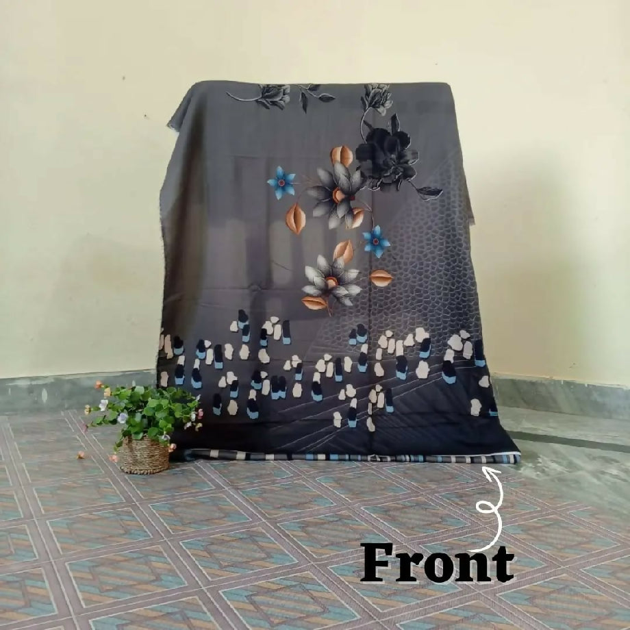 3-Piece Imported Viscose Suit – Grey & Blue Floral Unstitched Winter Wear