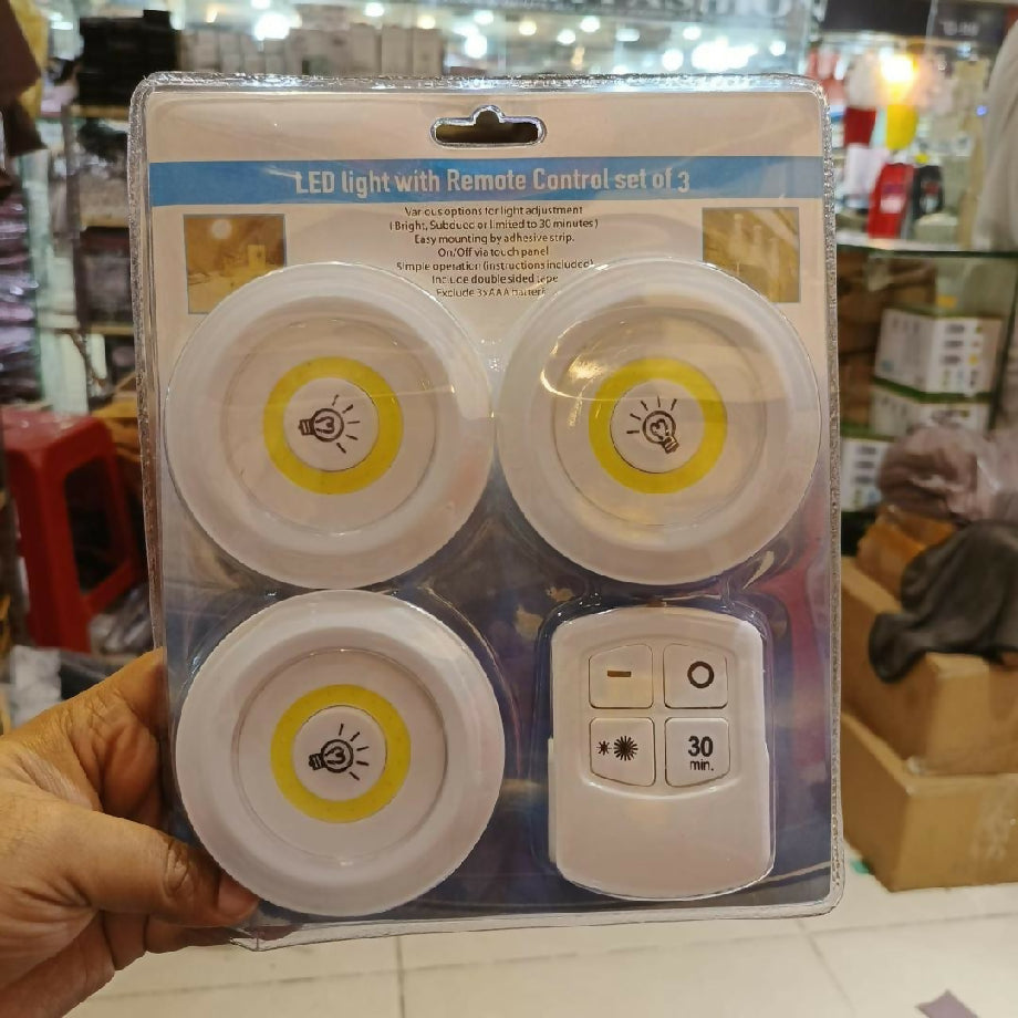 Multicolor Rechargeable LED Search Light with Remote Control - 3 Pcs