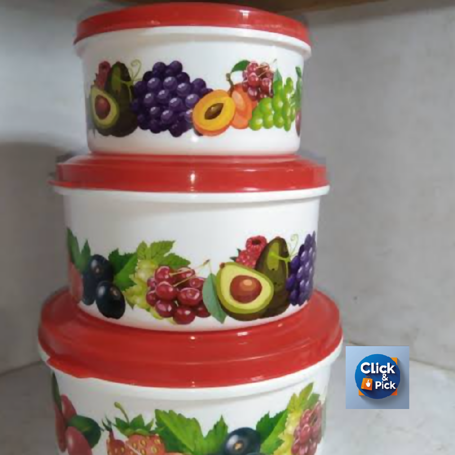 3 Pieces Plastic Bowl Set – Fresh Food Saver Storage Containers