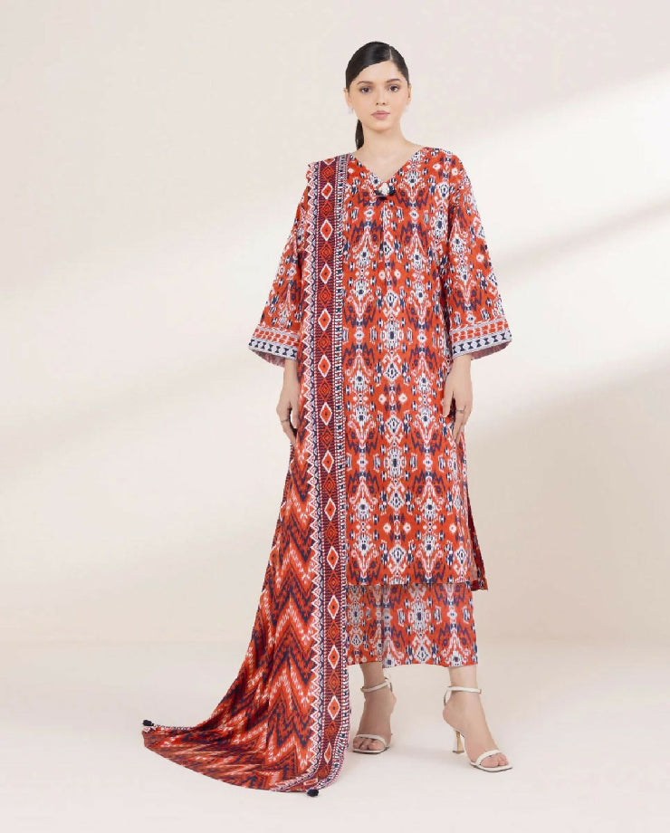 Printed dhanak 3 piece