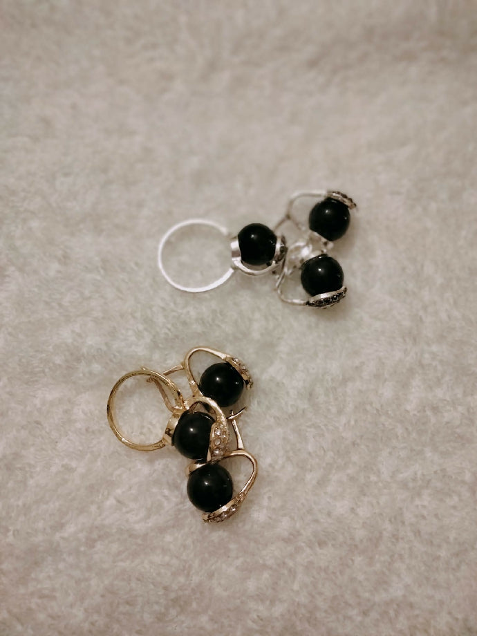 Onyx Stud Earrings and ring
