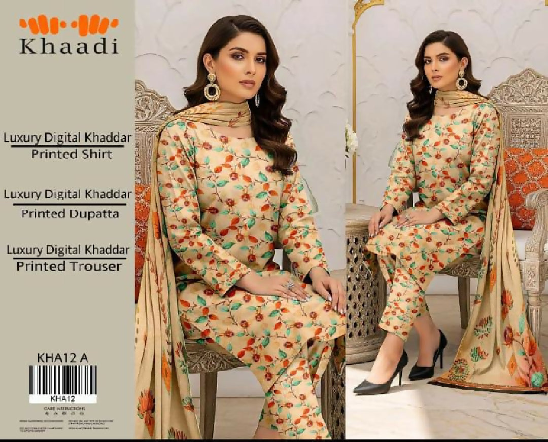 Khaadi luxury digital khaddar printed 3 pc