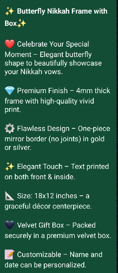 ✨ Butterfly Nikkah Frame with Box✨