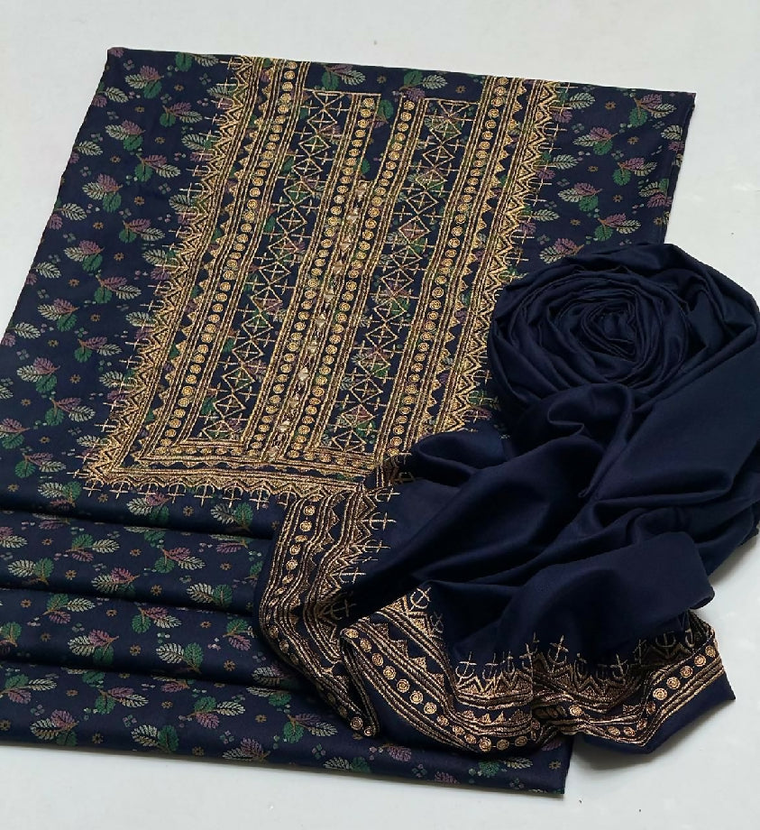 2 piece embroidered dhanak