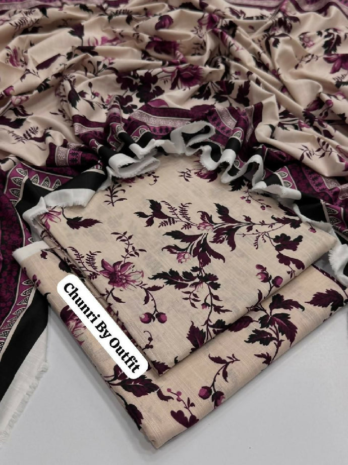 Unstitched Khaddar Three Piece