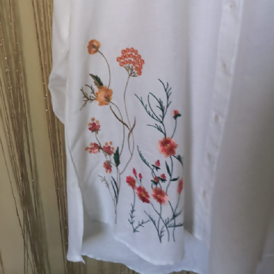 White Patterned Embroidered 2-Piece Trouser Suit