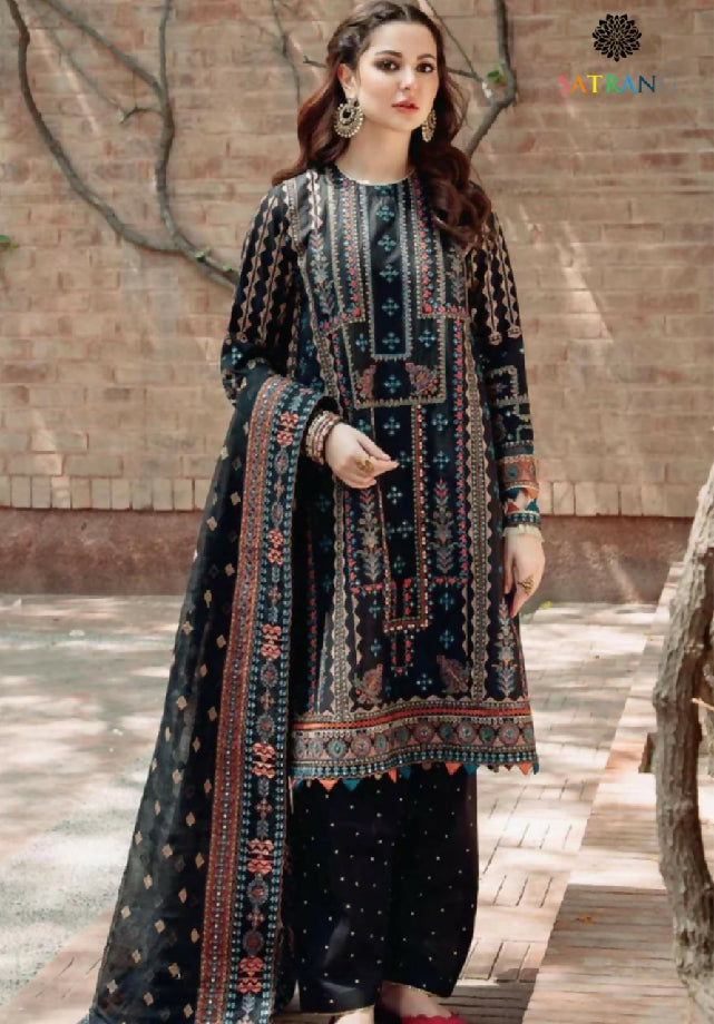 Unstitched Embroidered Dhanak Three piece