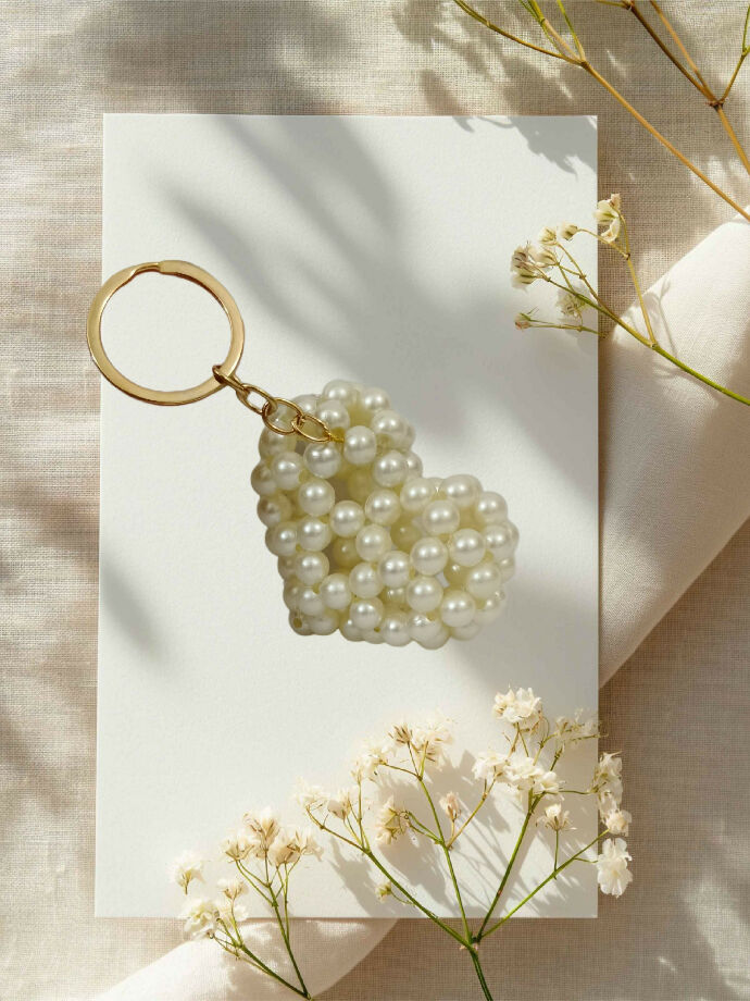 Pearl Heart Keychain