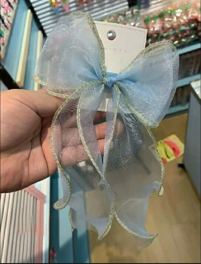 Organza pigtails Bow pin