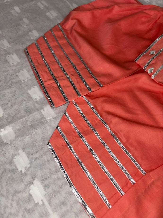 Peach Colour Gota Kinari Shirt With Farshi shalwar