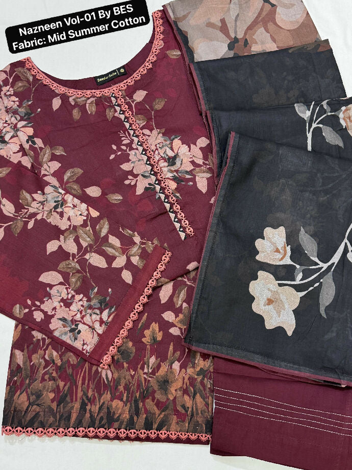 *Baad e Saba 3Pc Stitched Cotton collection_*